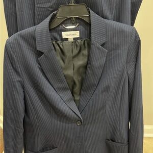 Calvin Klein Women's Navy Pinstripe Pantsuit